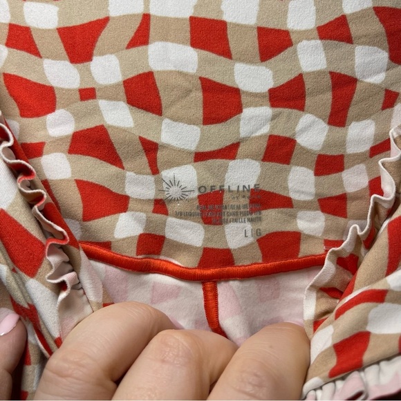 Offline by Aerie gingham Real Me Xtra high waisted crossover Ruffle leggings L - Picture 7 of 9